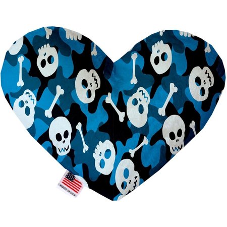 MIRAGE PET PRODUCTS Blue Camo Skulls 8 in. Stuffing Free Heart Dog Toy 1342-SFTYHT8